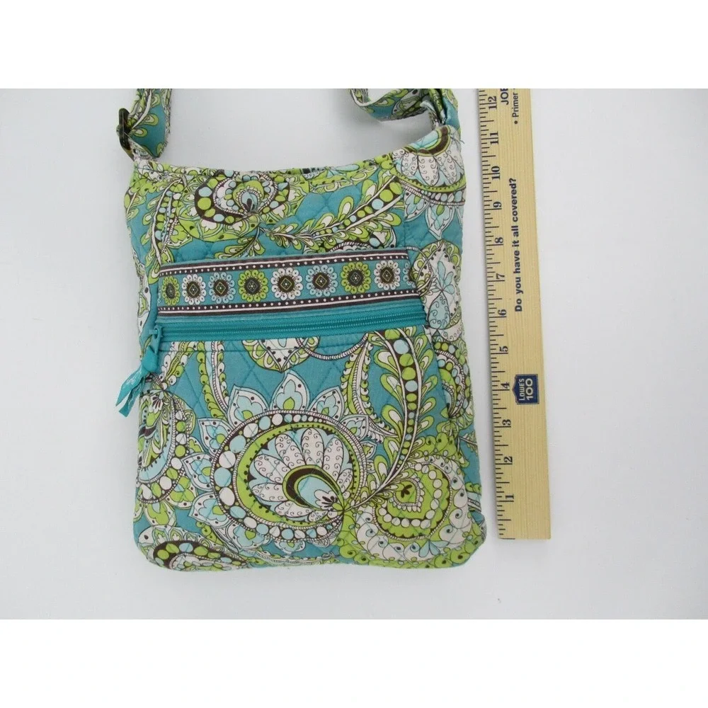 Vera Bradley Crossbody Bag Purse Peacock Green and Blue Floral Iconic Hipster‎